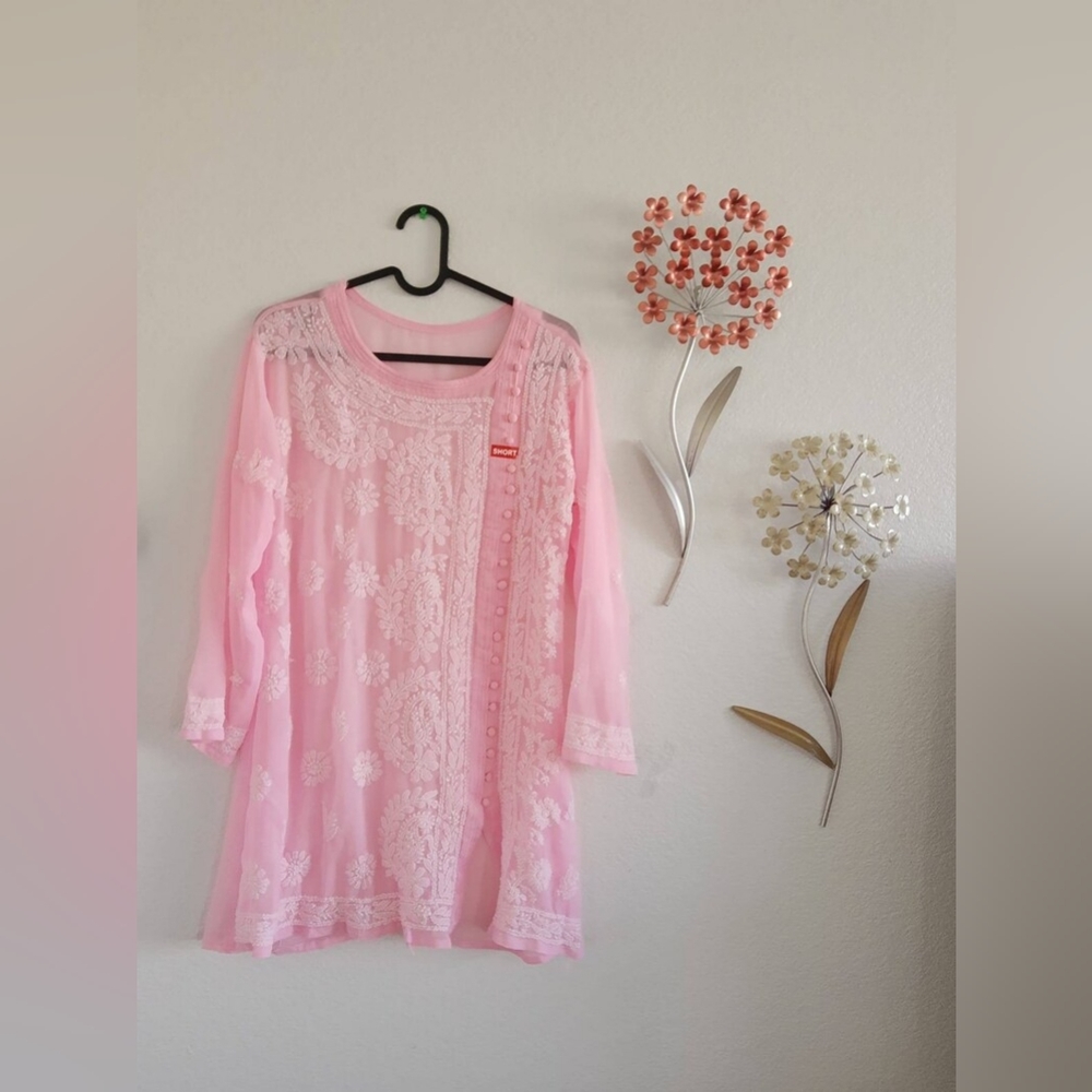 Chikankari handmade short top kurta with inner